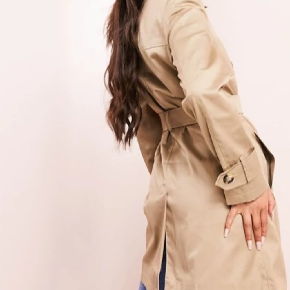 ASOS DESIGN trench coat in stone